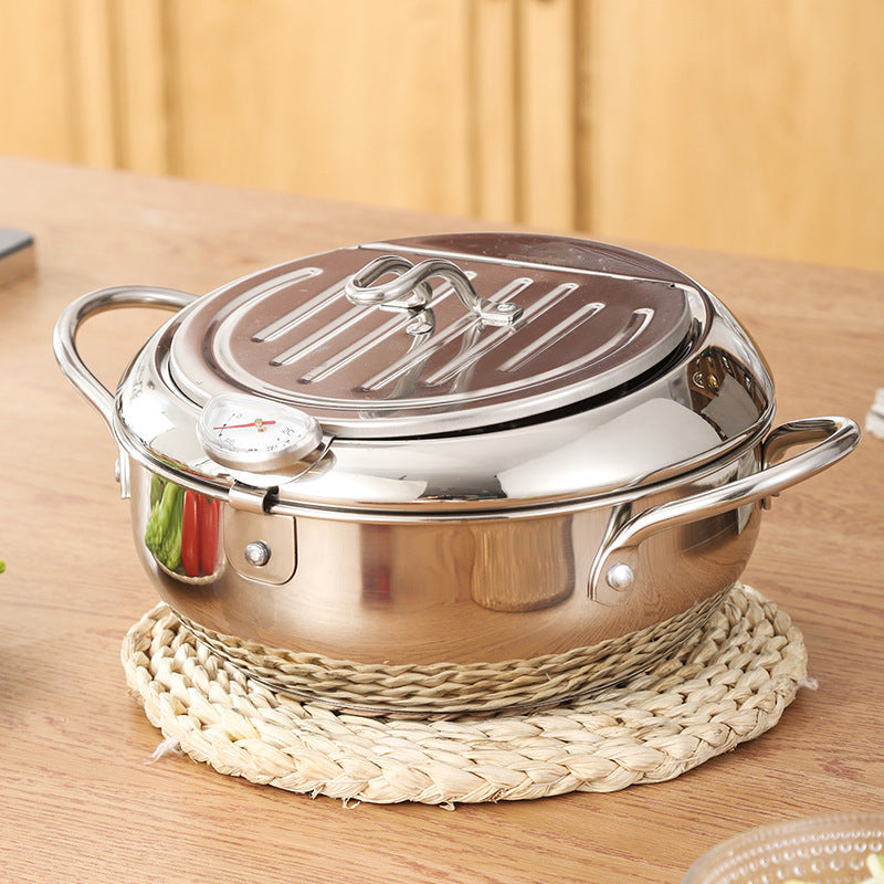 Oil Pan Japanese Tempura Deep Fryer Household Stainless Steel Fuel-saving Non-stick Induction Cooker Gas And Gas One Delivery